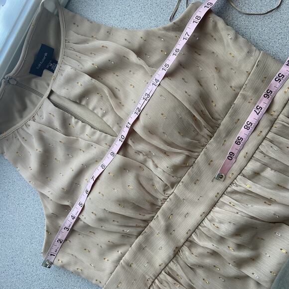 NWT R&M Richards Size 14 Halterneck Gown A-Line Dress Mocha Metallic Thigh Split - Picture 12 of 12